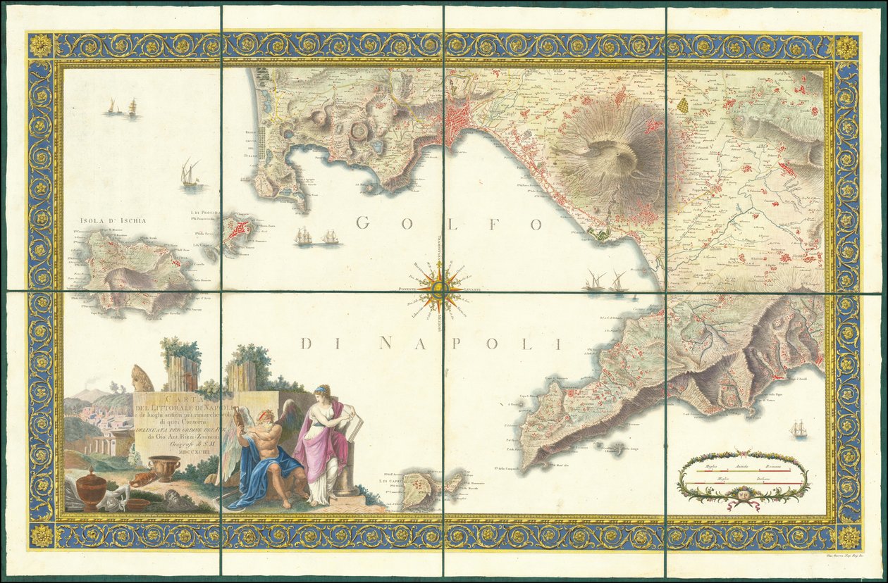 1794 年那不勒斯海湾地图 作者 乔凡尼·安东尼奥·里兹·赞尼