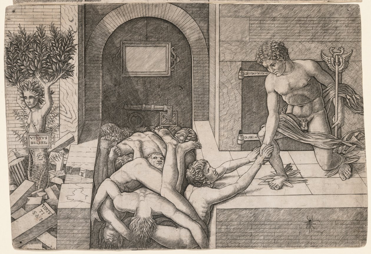 拯救人类的寓言：维特斯·迪斯塔（Virtus Deserta），c。 1500-1505。 作者 乔瓦尼·安东尼奥·达布雷西亚