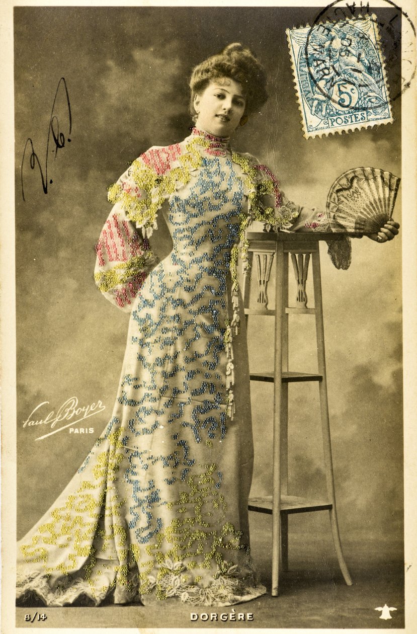 明信片。Arlette Dorgere/Nee Anna Mathilde Irma Jouve（1880 - 1965）的肖像，喜剧演员、舞蹈家和歌手 作者 乔瓦尼·安东尼奥·达·佩萨罗
