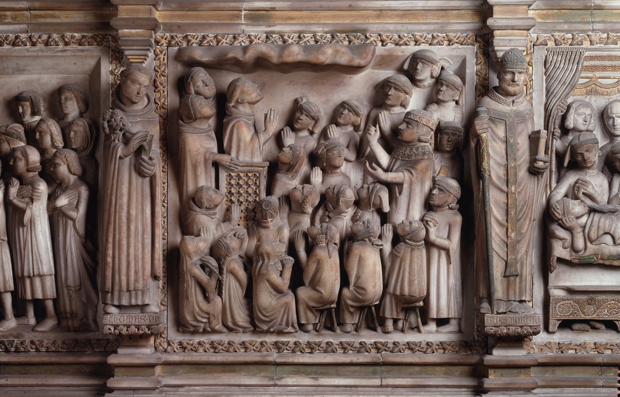 云的奇迹白色大理石雕塑，1336-1339，乔瓦尼·迪·巴杜克西奥（Giovanni di Balduccio）设计 作者 乔凡尼·巴尔杜西奥（Giovanni Balduccio）
