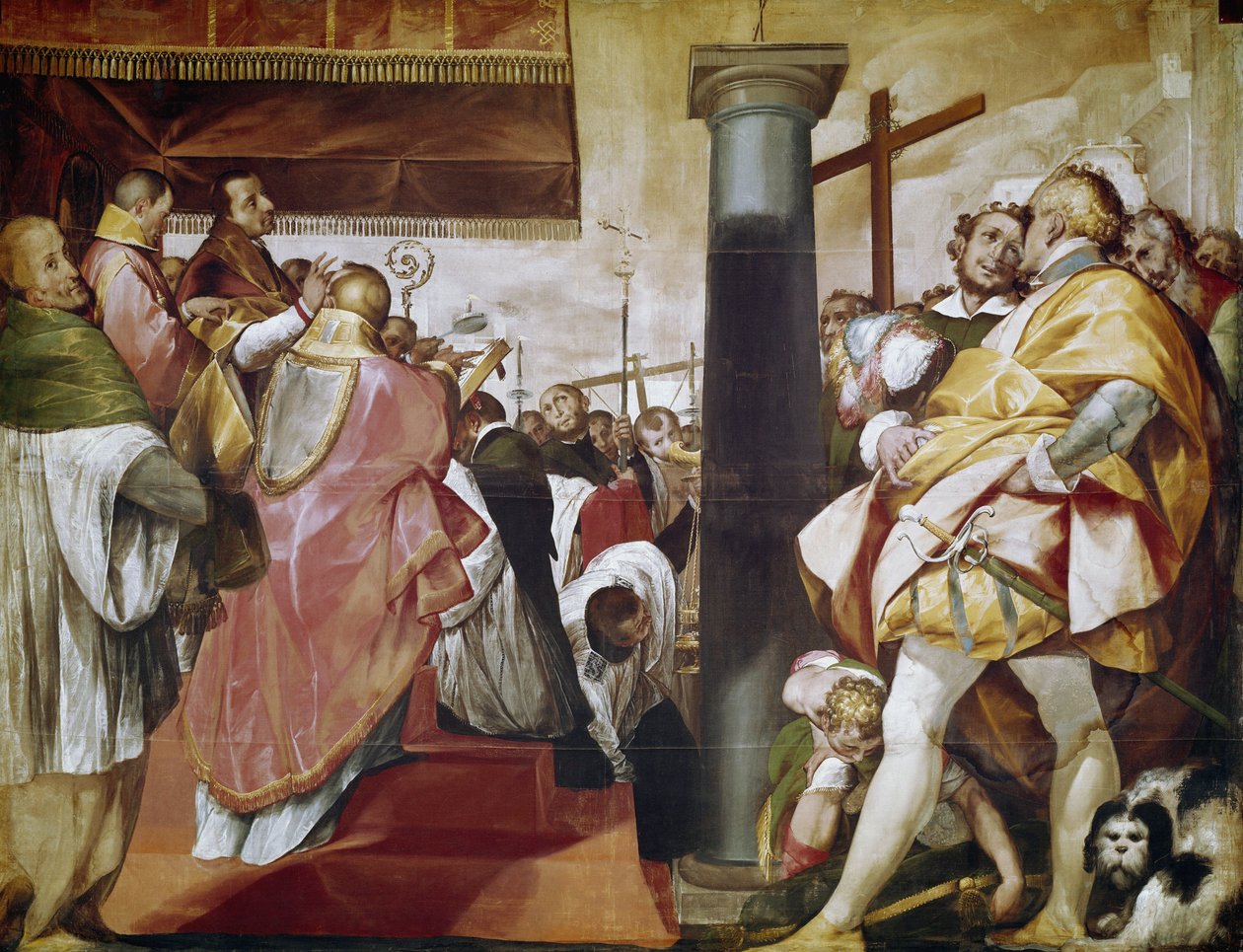 Quadroni de San Carlo：Saint Charles Borromee (1538-1584) 生平的插曲：在米兰竖立十字架 (Quadroni of St Charles Borromeo：在米兰竖立十字架) Cerano (Giovan) 绘画 巴蒂斯塔·克雷斯皮 (Battista Crespi) (156) 作者 乔瓦尼·巴蒂斯塔·克雷斯皮