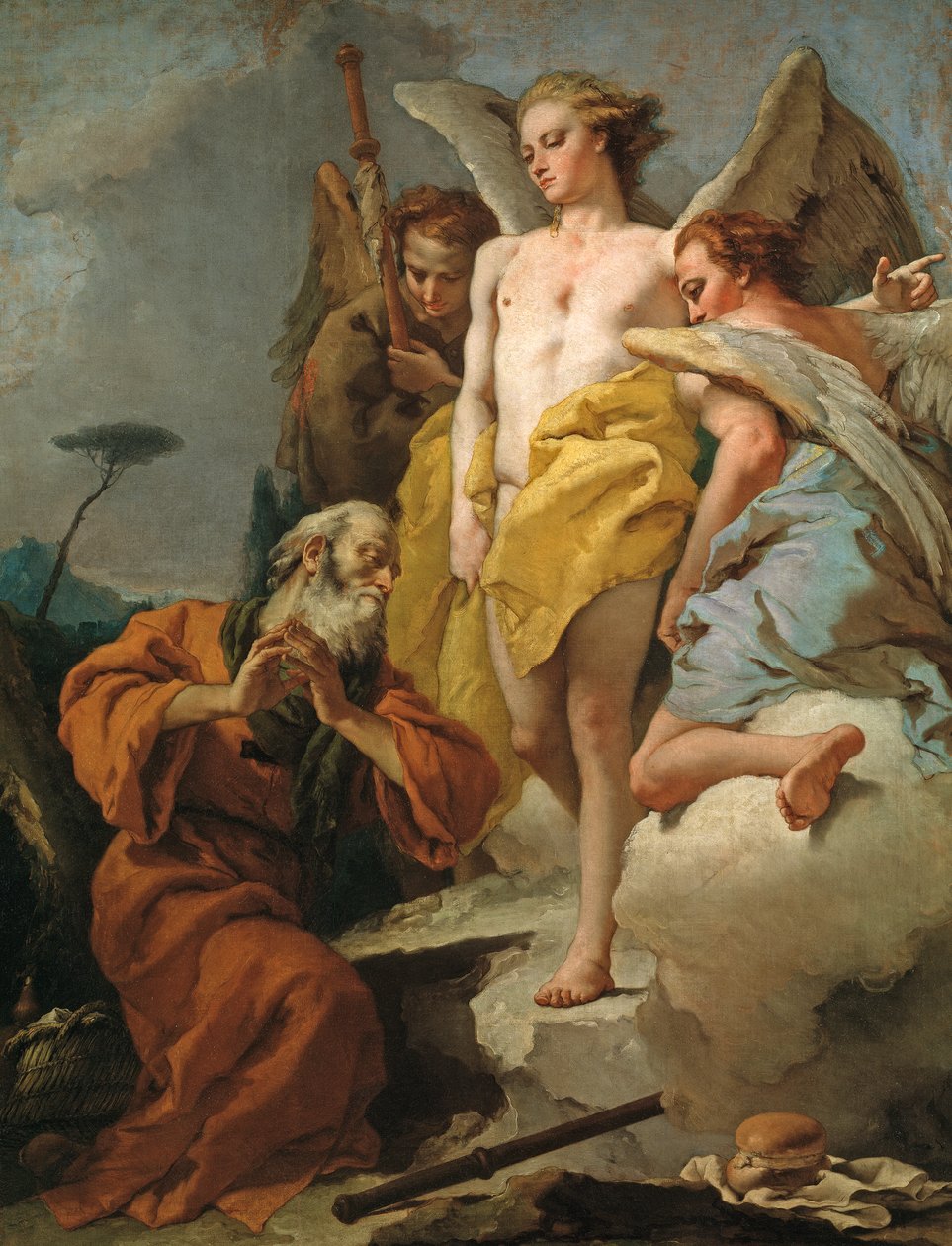 亚伯拉罕和三个天使，约1770年（布面油画） 作者 乔凡尼·巴蒂斯塔·提埃波罗