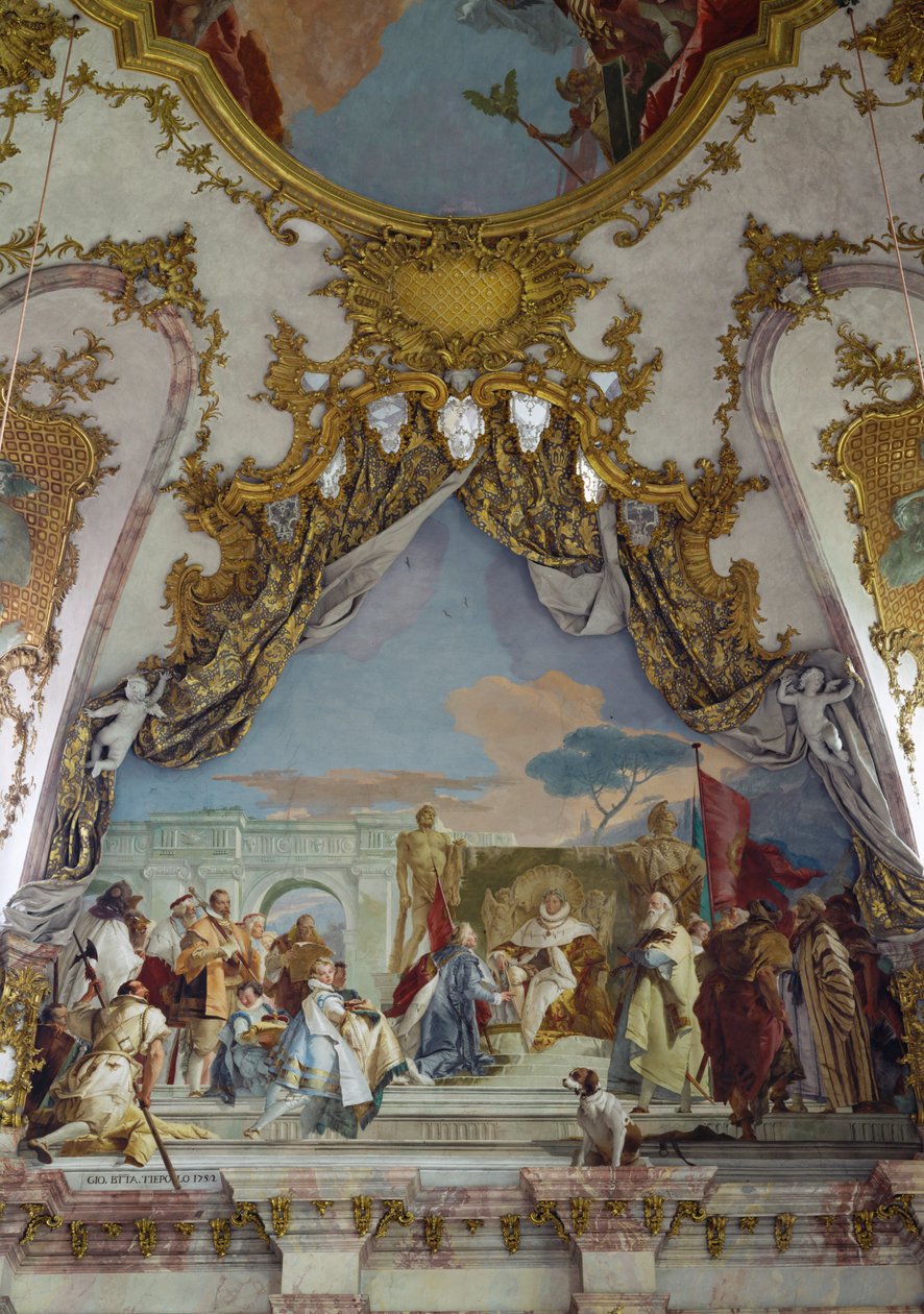 天花板壁画细部，皇帝大厅 Kaisersaal，维尔茨堡住宅......（壁画） 作者 乔瓦尼·巴蒂斯塔 (1696-1770) 提埃坡罗