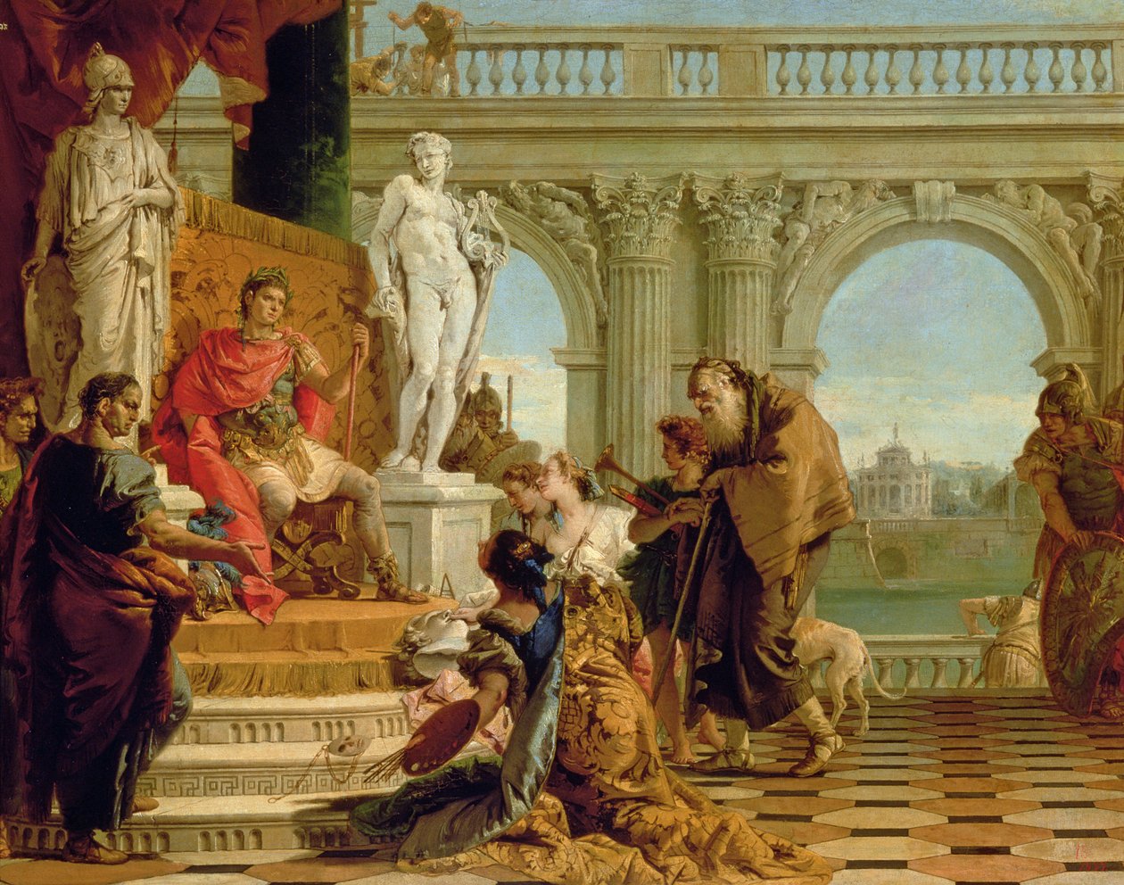 Maecenas向奥古斯都皇帝（63BC-14AD）约1745年向人宣扬文艺（布面油画） 作者 乔凡尼·巴蒂斯塔·提埃波罗