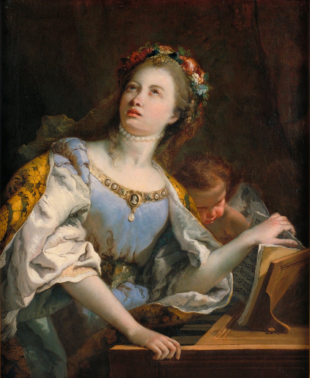 Sainte Cecile - 圣塞西莉亚 - 画家 Tiepolo, Giambattista (1696-1770) - 约 1755 - 布面油画 - 97,7x79,3 - 巴塞罗那加泰罗尼亚国家艺术博物馆 作者 乔凡尼·巴蒂斯塔·提埃波罗