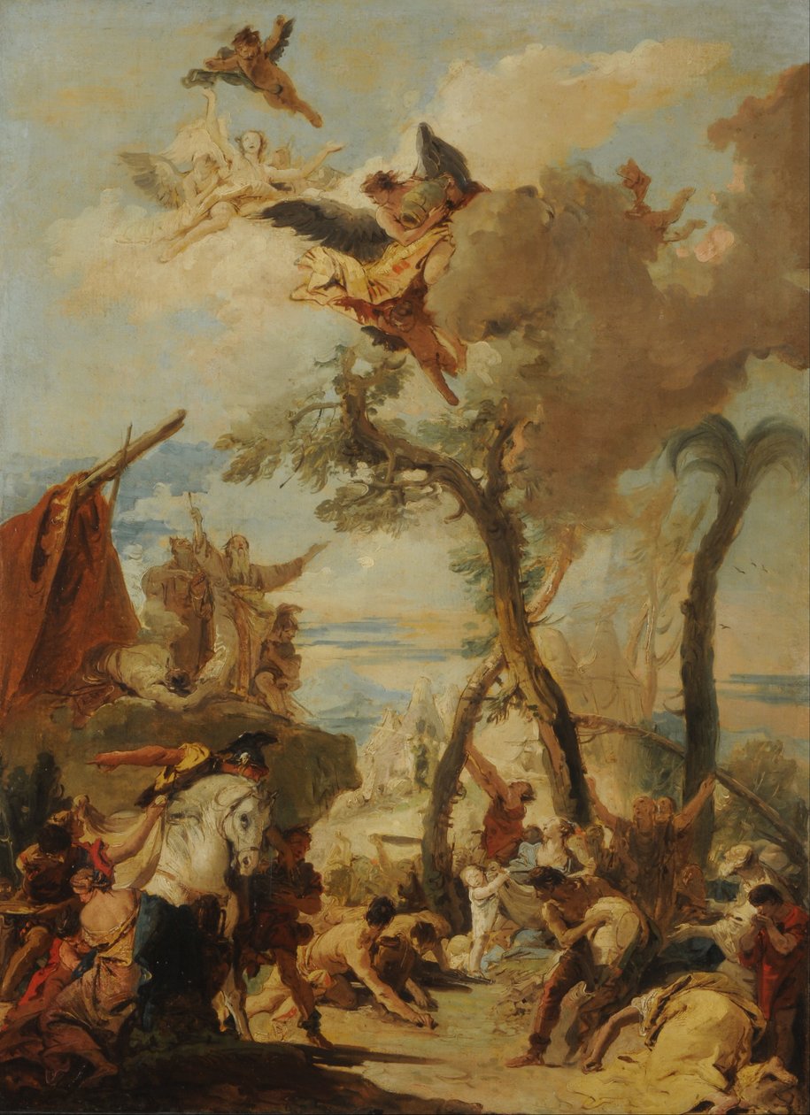 希伯来人在沙漠中采集甘露，约 1740 年（布面油画） 作者 乔瓦尼·巴蒂斯塔 (1696 1770) 提埃坡罗