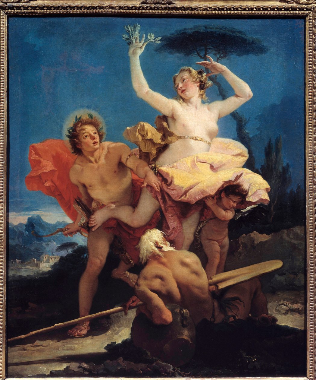 乔瓦尼·提埃波罗 (1696-1770) 的阿波罗和达芙妮绘画，18 世纪太阳。 0,96x0,79 米 作者 乔凡尼·巴蒂斯塔·提埃波罗