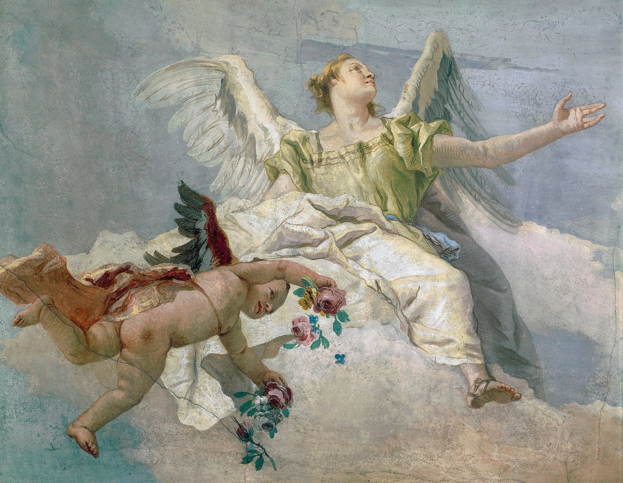 天使的荣耀，乔瓦尼·巴蒂斯塔·提埃波罗 (Giovanni Battista Tiepolo)（1696-1770 年），壁画，细节，纯洁的演讲，乌迪内 作者 乔凡尼·巴蒂斯塔·提埃波罗