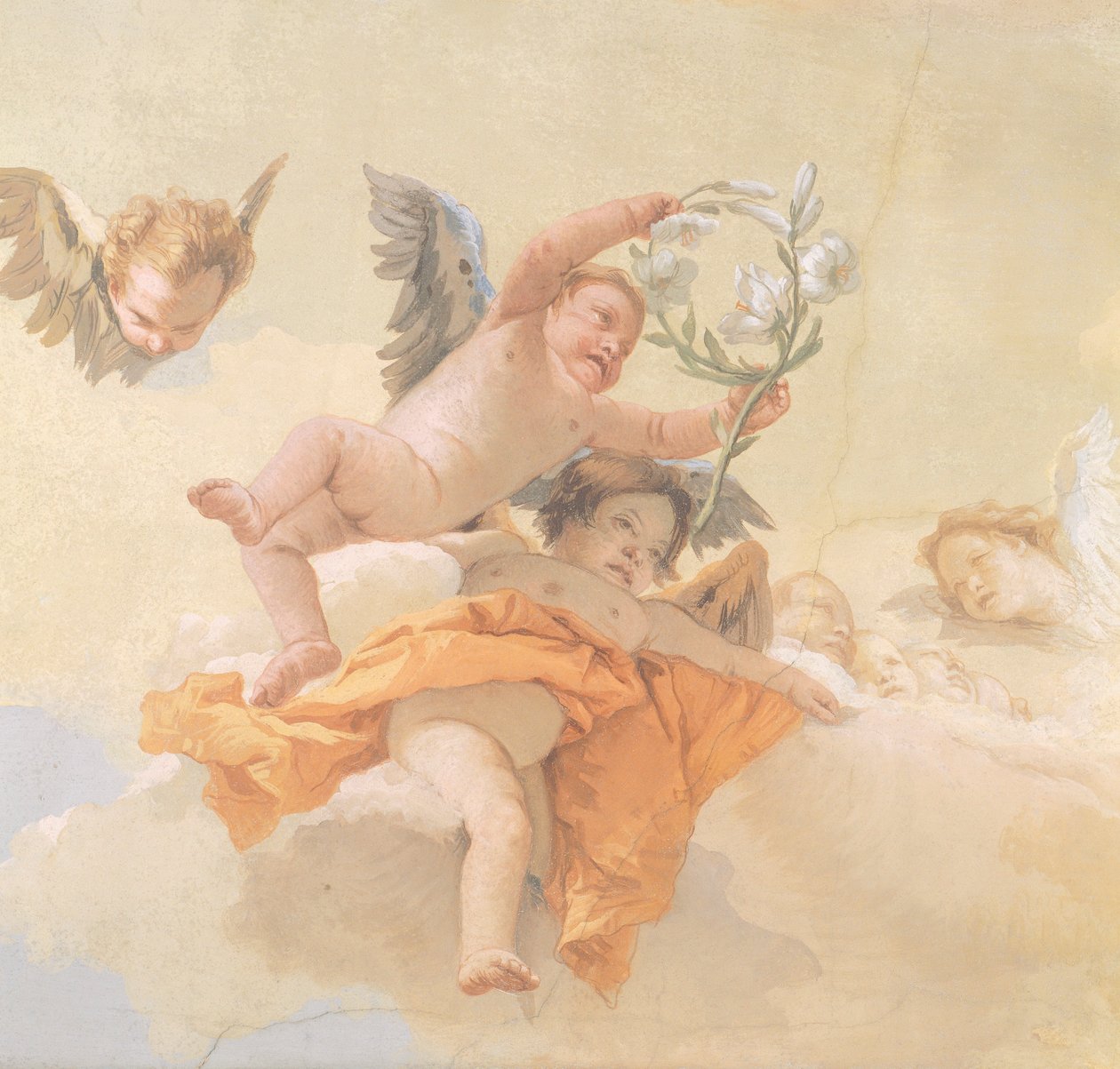 天使的荣耀，乔瓦尼·巴蒂斯塔·提埃波罗 (Giovanni Battista Tiepolo)（1696-1770 年），壁画，细节，纯洁的演讲，乌迪内 作者 乔凡尼·巴蒂斯塔·提埃波罗
