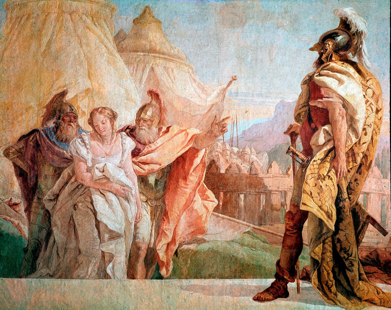 荷马的《伊利亚特》：“阿伽门农附近的 Thaltybios et Eryrates emmene briseis””Giambattista Tiepolo 的壁画（1696-1770） 作者 乔凡尼·巴蒂斯塔·提埃波罗