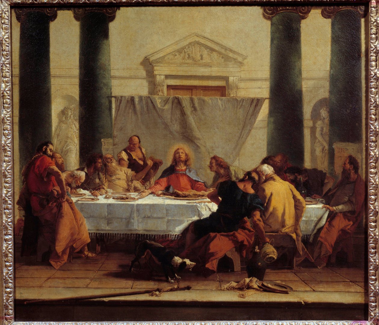 Giovanni Tiepolo (1696-1770) 1745-1750 的 La cene 绘画 0,8x0,89 米 作者 乔凡尼·巴蒂斯塔·提埃波罗