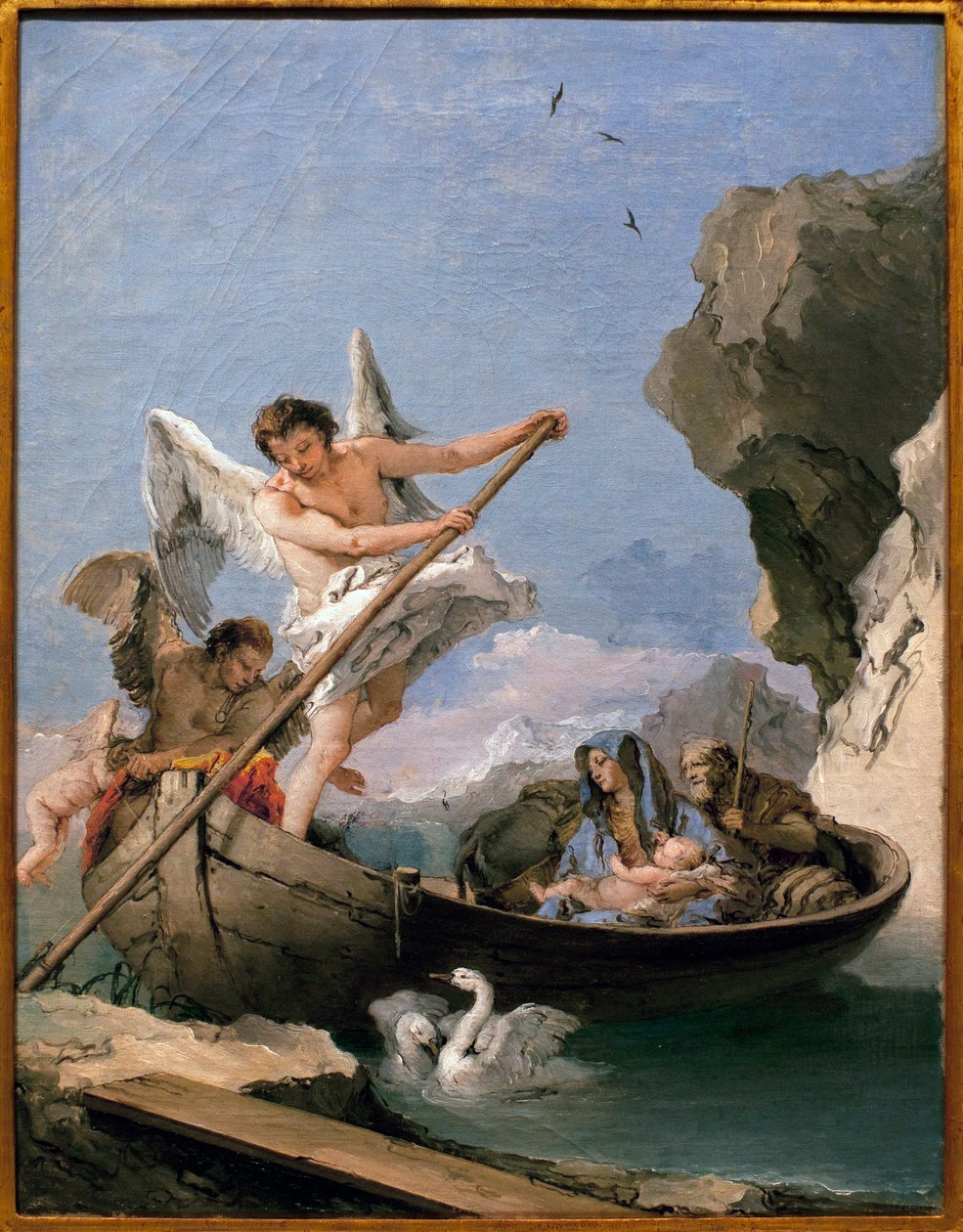 埃及的飞行 - 詹巴蒂斯塔-提波洛（1696-1770）的画作，帆布油画 作者 乔凡尼·巴蒂斯塔·提埃波罗