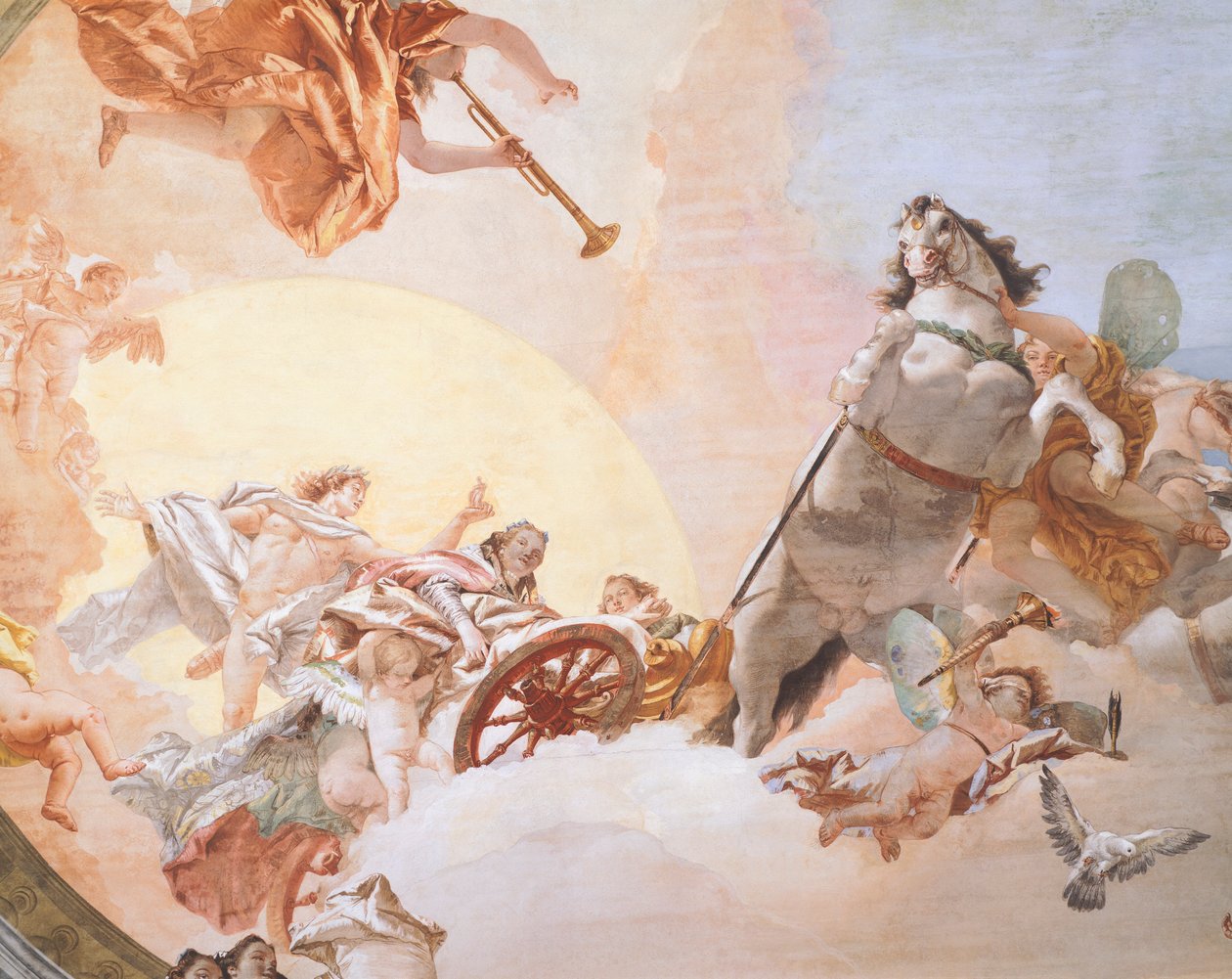 Giambattista Tiepolo（1696-1770）的婚礼寓言，壁画，细节，婚礼寓言室的天花板，Ca