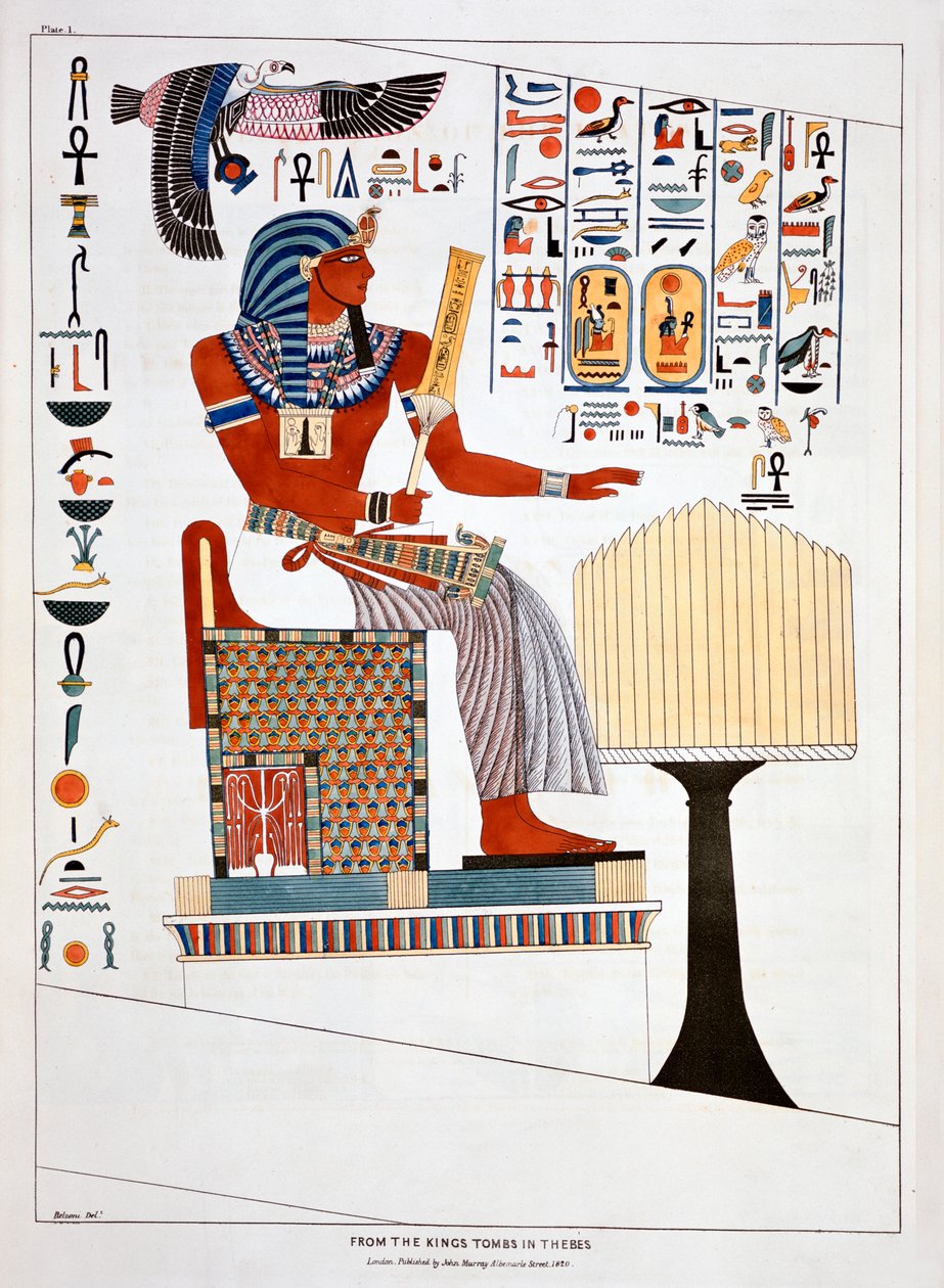 底比斯国王陵墓的壁画，1820年 作者 乔瓦尼·巴蒂斯塔·贝尔佐尼（Giovanni Battista Belzoni）