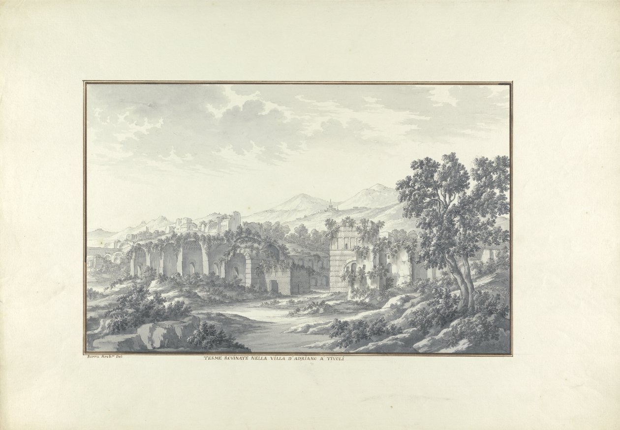 被破坏的浴的看法在Tivoli的Hadrians别墅，c.1750 作者 乔瓦尼·巴蒂斯塔·博拉
