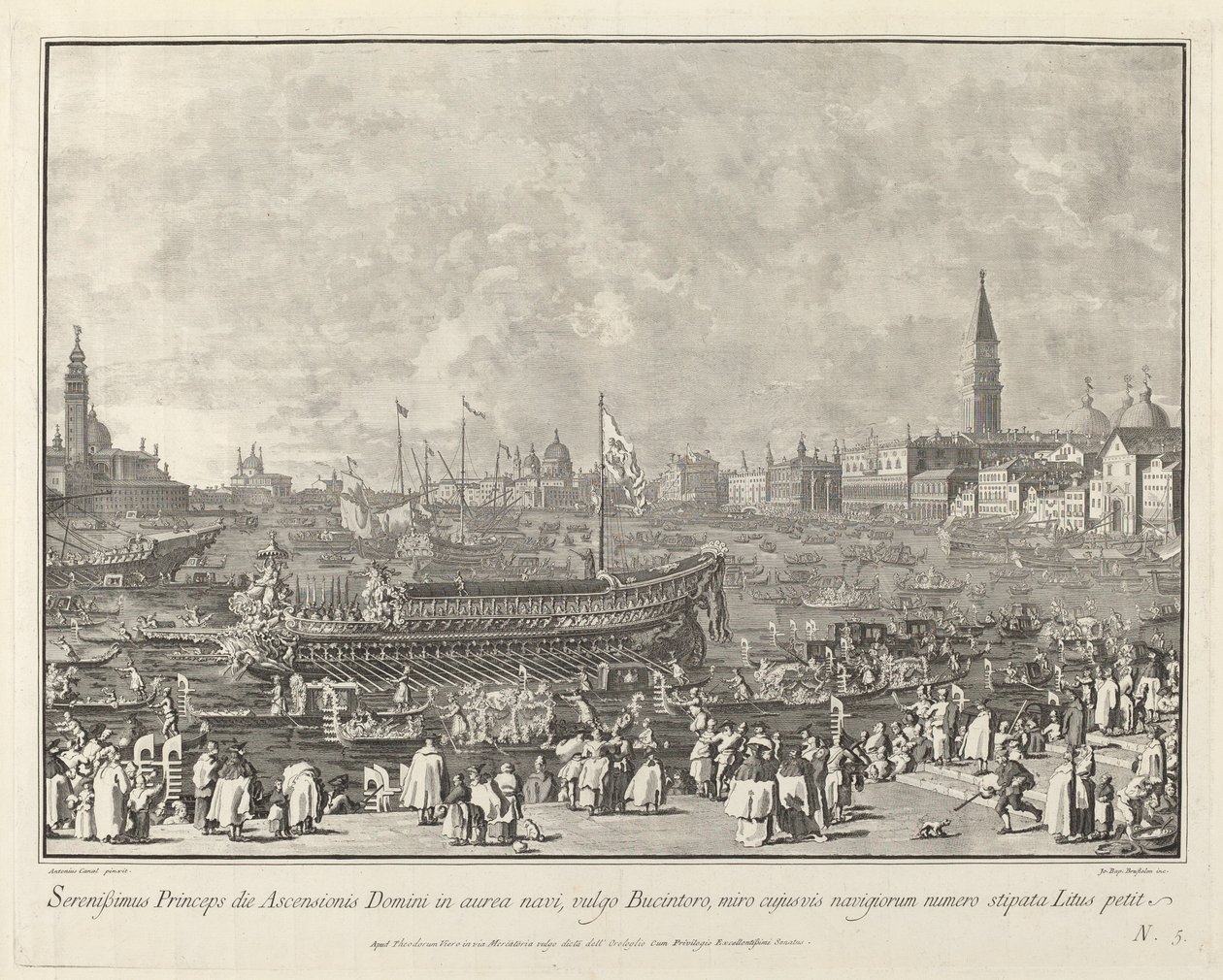 1763-1766年，总督在Bucintoro出发前往利多港的升天日。 作者 乔瓦尼·巴蒂斯塔·布罗斯托洛尼