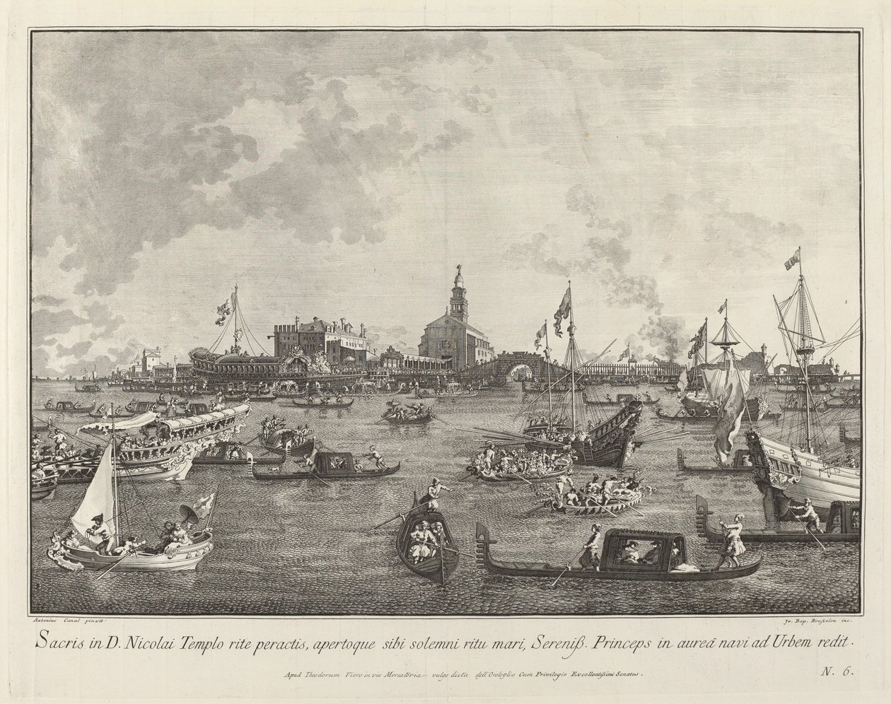 在Bucintoro Leaving San Nicolò di Lido的总督，1763-1766。 作者 乔瓦尼·巴蒂斯塔·布罗斯托洛尼