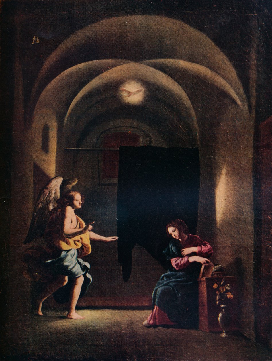 天使报喜，c1625-1630，1931年 作者 乔凡尼·巴蒂斯塔·卡拉乔洛