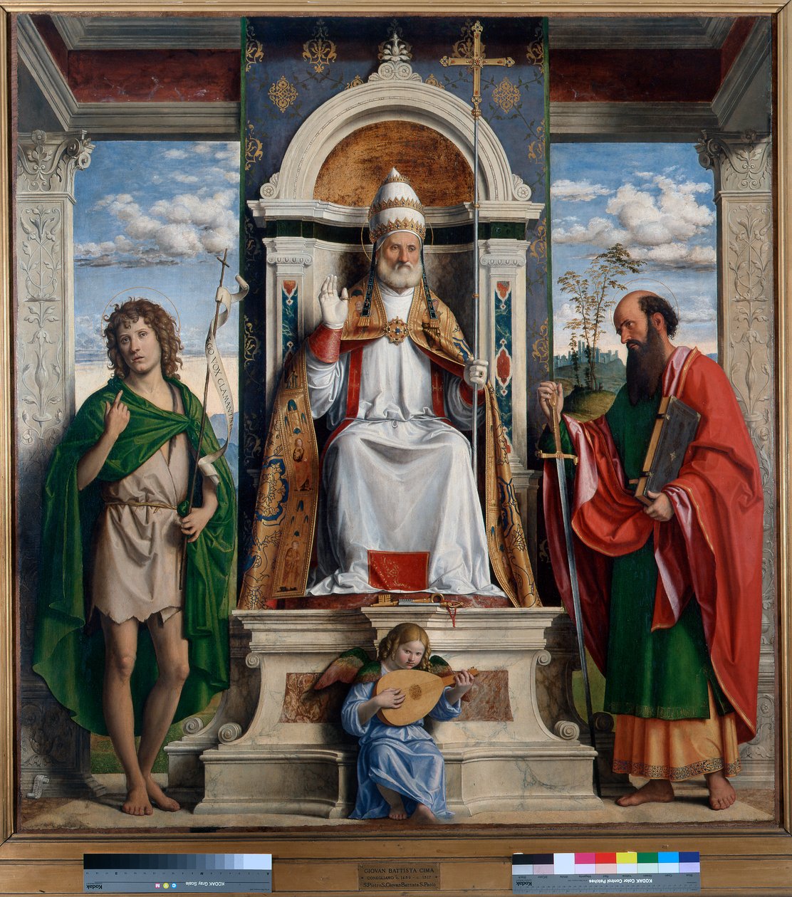 St. Peter Enthroned with St. John the Baptist and St. Paul 作者 乔瓦尼·巴蒂斯塔·西玛·达·科内利亚诺