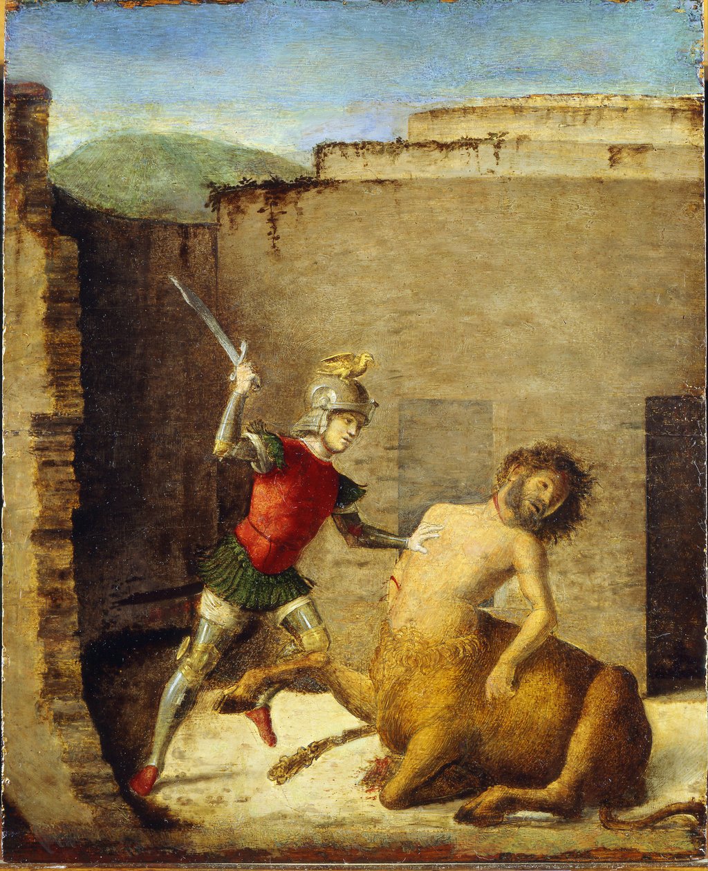 Thesee terrassant le Minotaure（半人马） - 忒修斯杀死牛头怪 - Cima da Conegliano, Giovanni Battista (ca. 1459-1517) - 1505 - 木上油 - 87.4x73.5 - Museo Poldi Pezzoli, Milan 作者 乔瓦尼·巴蒂斯塔·西玛·达·科内利亚诺