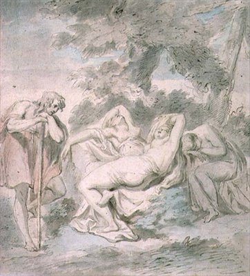 Cimon和Iphigenia：在一个风景中有两名女性服务员 作者 乔凡尼·巴蒂斯塔·西普里亚尼
