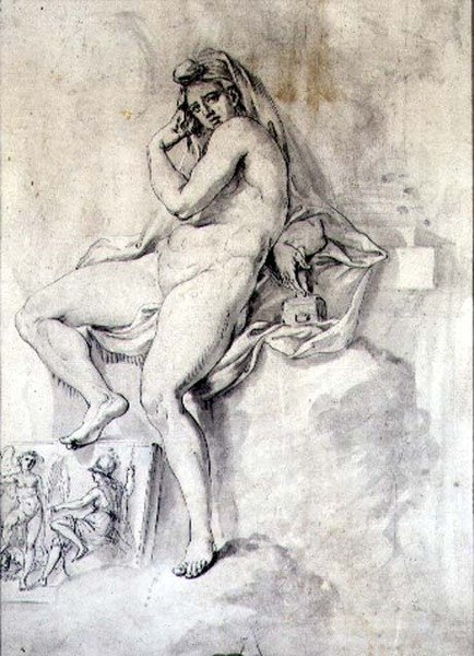 雕塑的女性人格化，约1770年（纸上笔墨）。 作者 乔凡尼·巴蒂斯塔·西普里亚尼