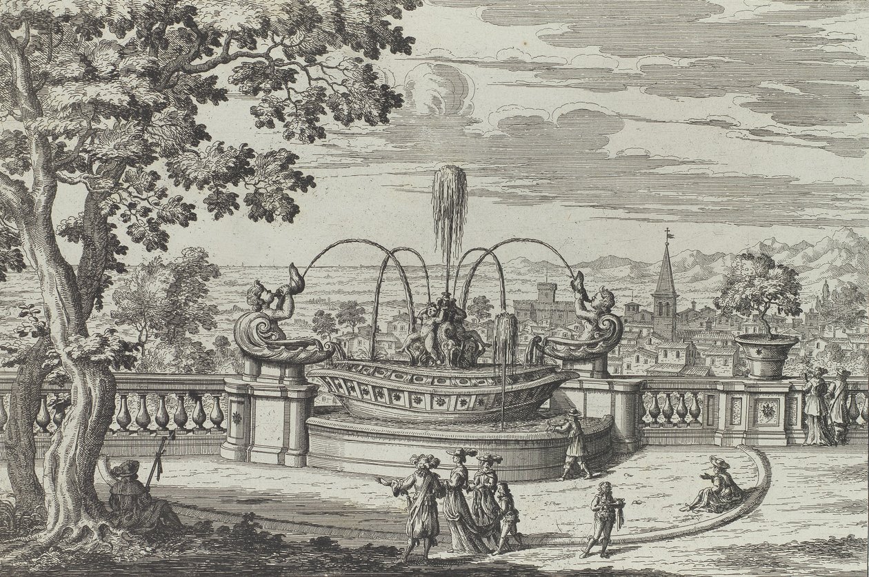 Fontana di Belvedere á Frascati...，1691年或以后。 作者 乔瓦尼·巴蒂斯塔·法尔达