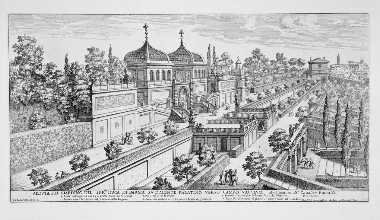 罗马的Campo di Vaccino，来自“Prospettiva di Roma Moderna的新织物和建筑物”，出版于1665-69 作者 乔瓦尼·巴蒂斯塔·法尔达