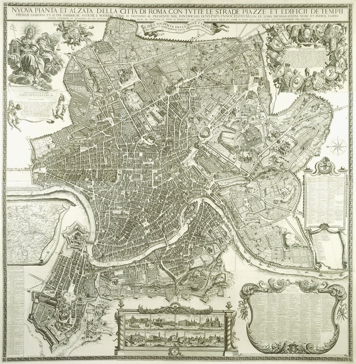 罗马城市规划，1730年 作者 乔瓦尼·巴蒂斯塔·法尔达