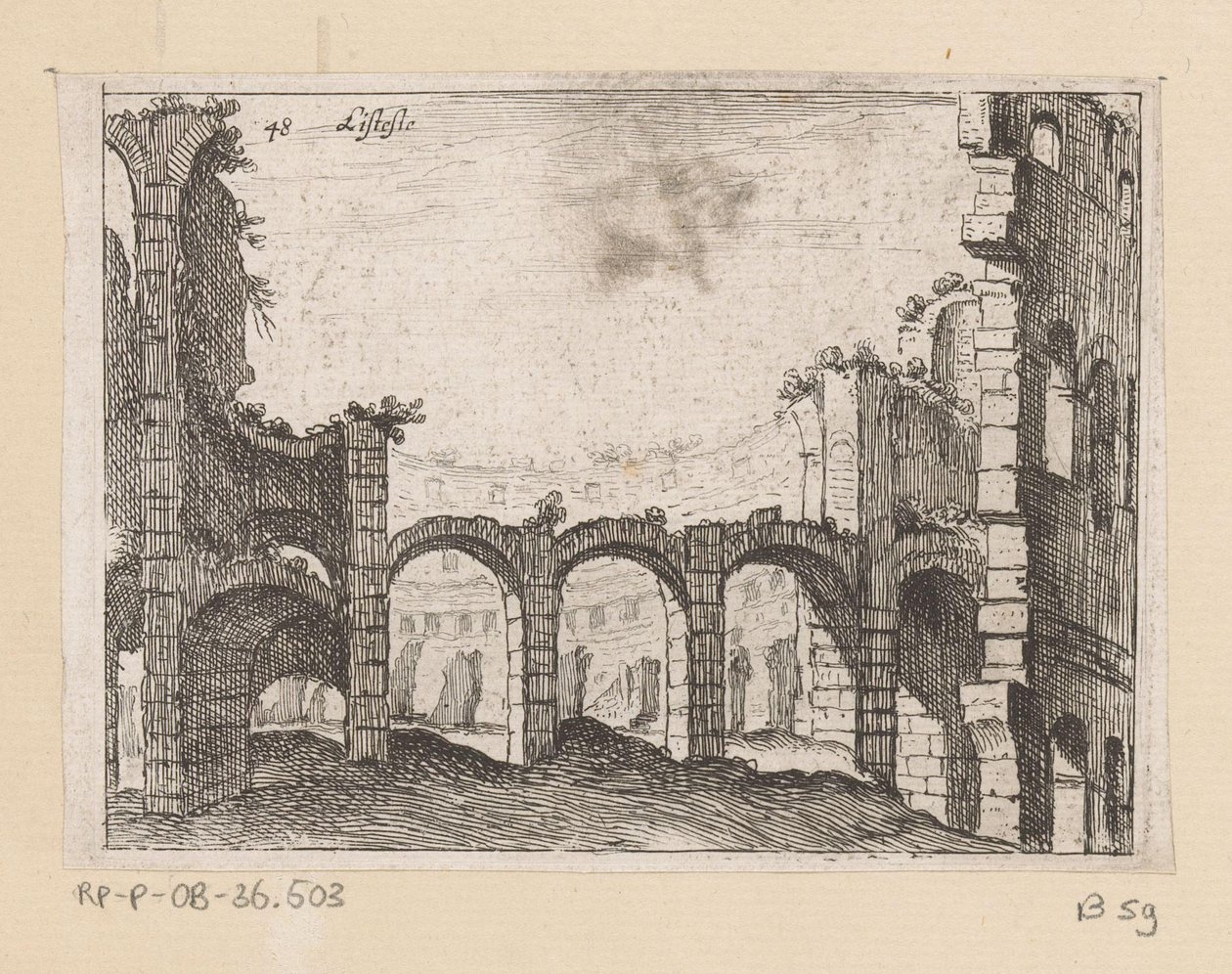 罗马斗兽场遗址
Listesso（物品标题）
Gezichten op Rome（系列标题）
Alcune vedute et prospettive di luoghi dishabitati di Roma（系列标题） 作者 乔瓦尼·巴蒂斯塔（Giovanni Battista Mercati）