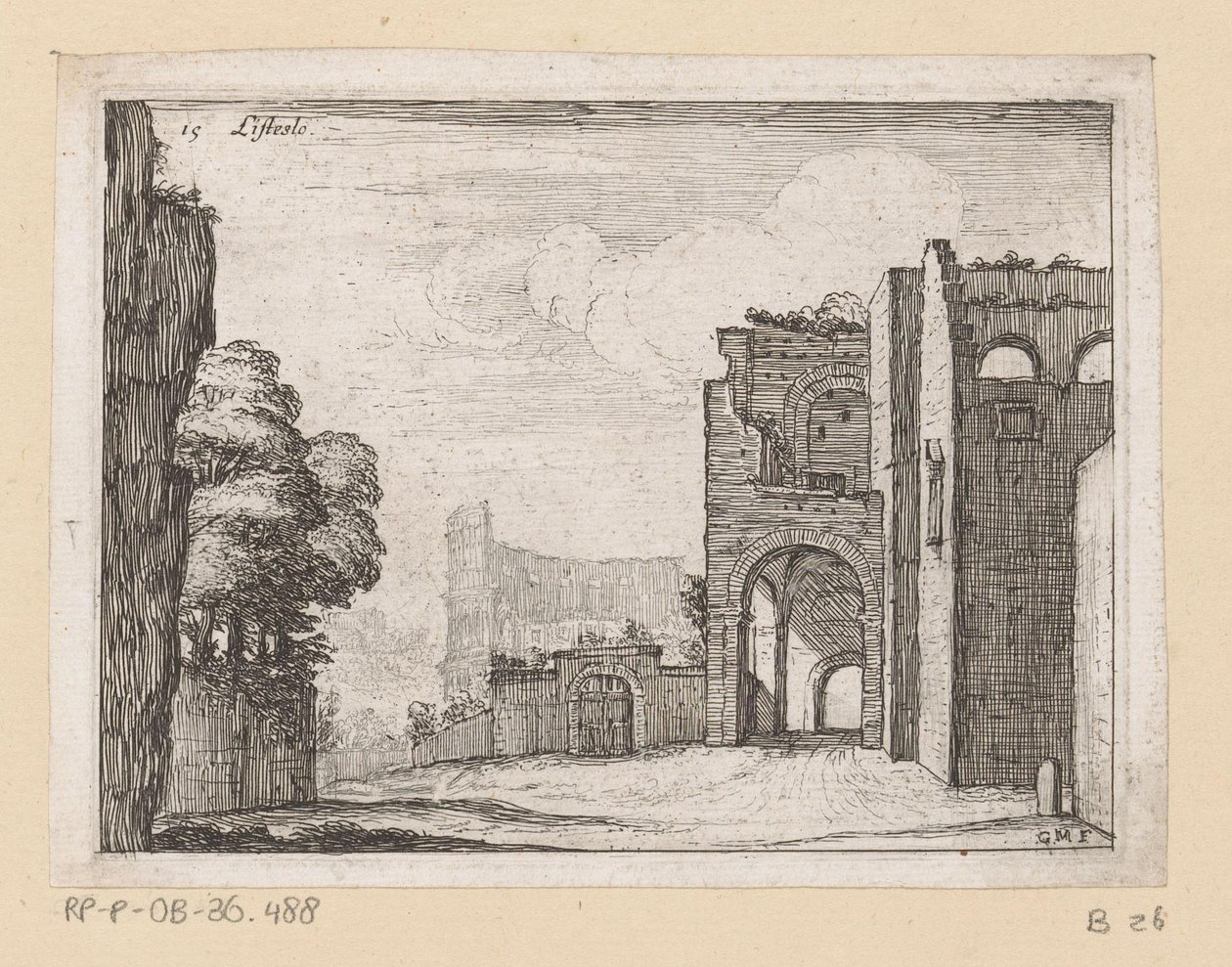 罗马斗兽场遗址
Listesso（物品标题）
Gezichten op Rome（系列标题）
Alcune vedute et prospettive di luoghi dishabitati di Roma（系列标题） 作者 乔瓦尼·巴蒂斯塔（Giovanni Battista Mercati）