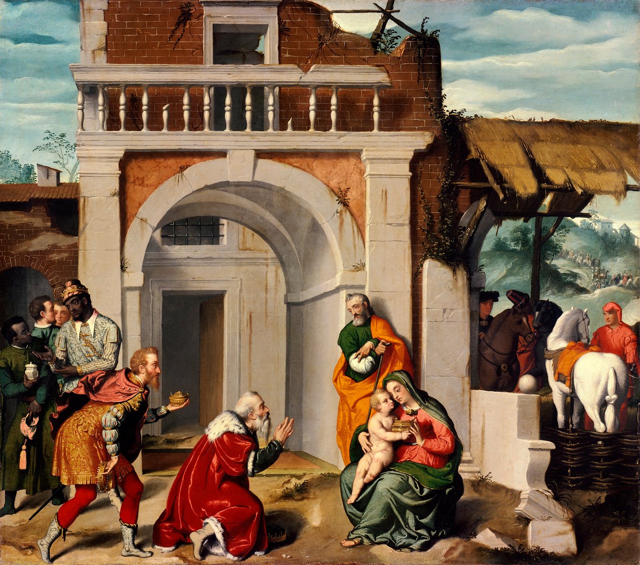 乔瓦尼·巴蒂斯塔·莫罗尼（Giovanni Battista Moroni，约 1525-1578 年）创作的《东方贤士的崇拜》 作者 乔瓦尼·巴蒂斯塔·莫罗尼