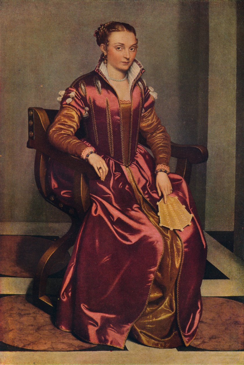一位女士的画像红衣女郎，c1556 作者 乔瓦尼·巴蒂斯塔·莫罗尼