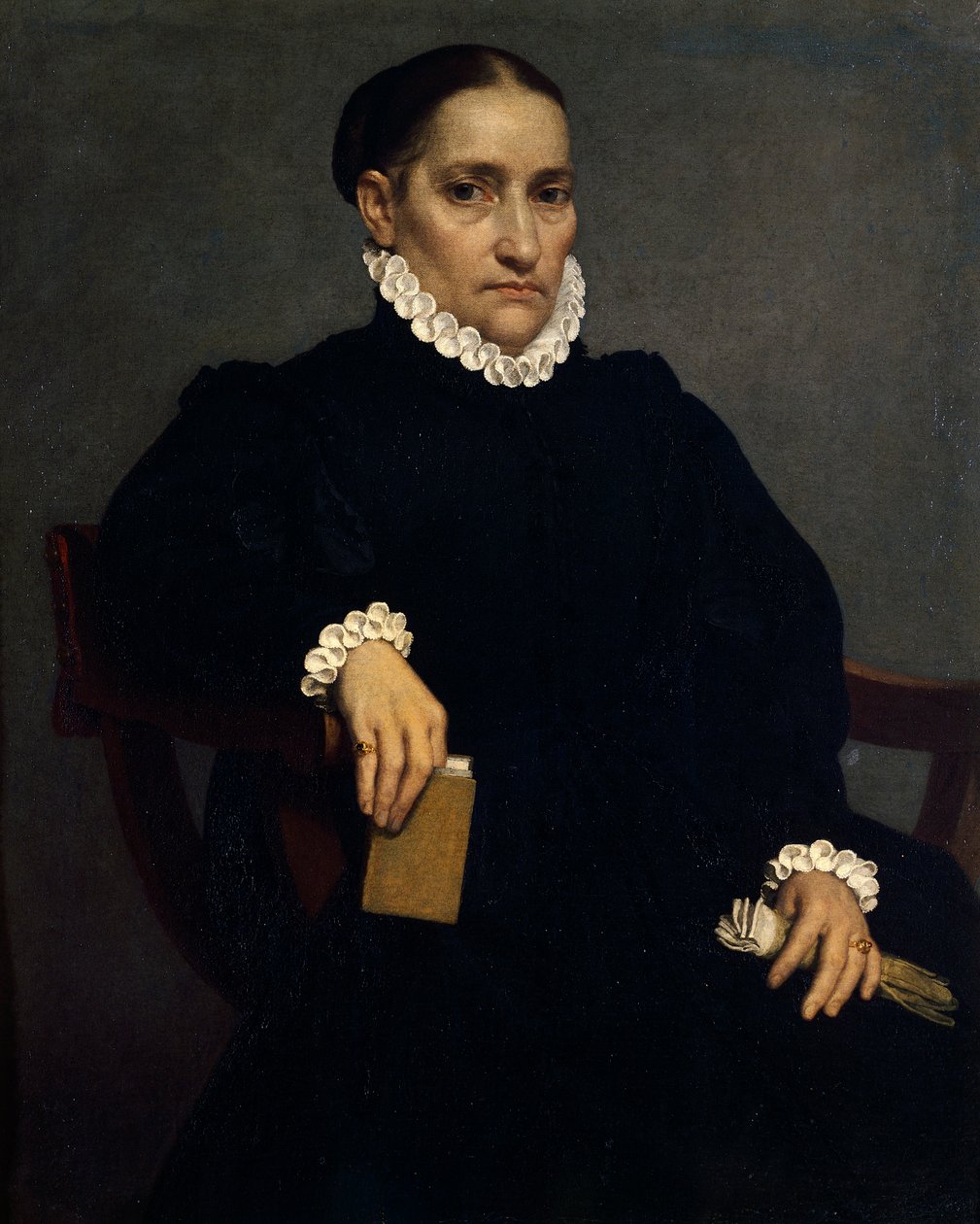 乔瓦尼·巴蒂斯塔·莫罗尼（Giovanni Battista Moroni，约 1525-1578 年）绘制的黑衣老年妇女肖像 作者 乔瓦尼·巴蒂斯塔·莫罗尼