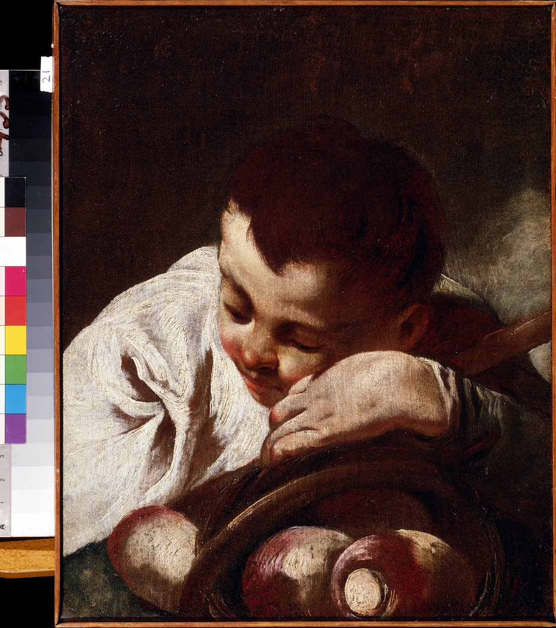 "Portrait de petit garcon" Enfant endormi sur des navets.Piazzetta (1683-1754) 18eme siecle Mikhail Kroshitsky 艺术博物馆，塞瓦斯托波尔（塞巴斯托波尔），乌克兰 作者 乔凡尼·巴蒂斯塔·皮亚泽塔