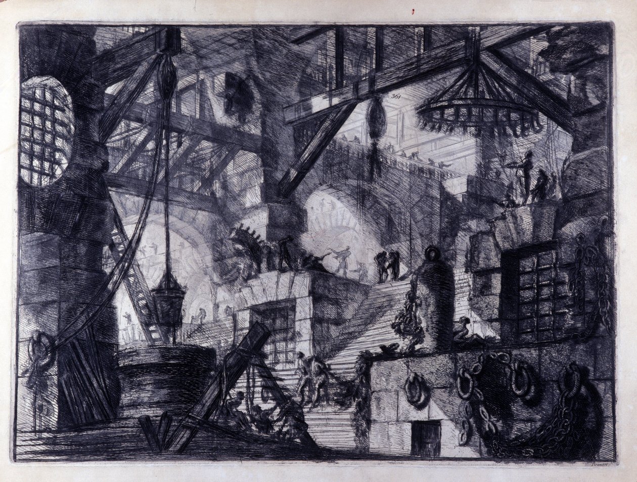 “发明监狱” ”假想监狱的内部视图。 Giovanni Piranesi（称为 Piranese）（1720-1778 年）的绘画。 作者 乔凡尼·巴蒂斯塔·皮拉涅西