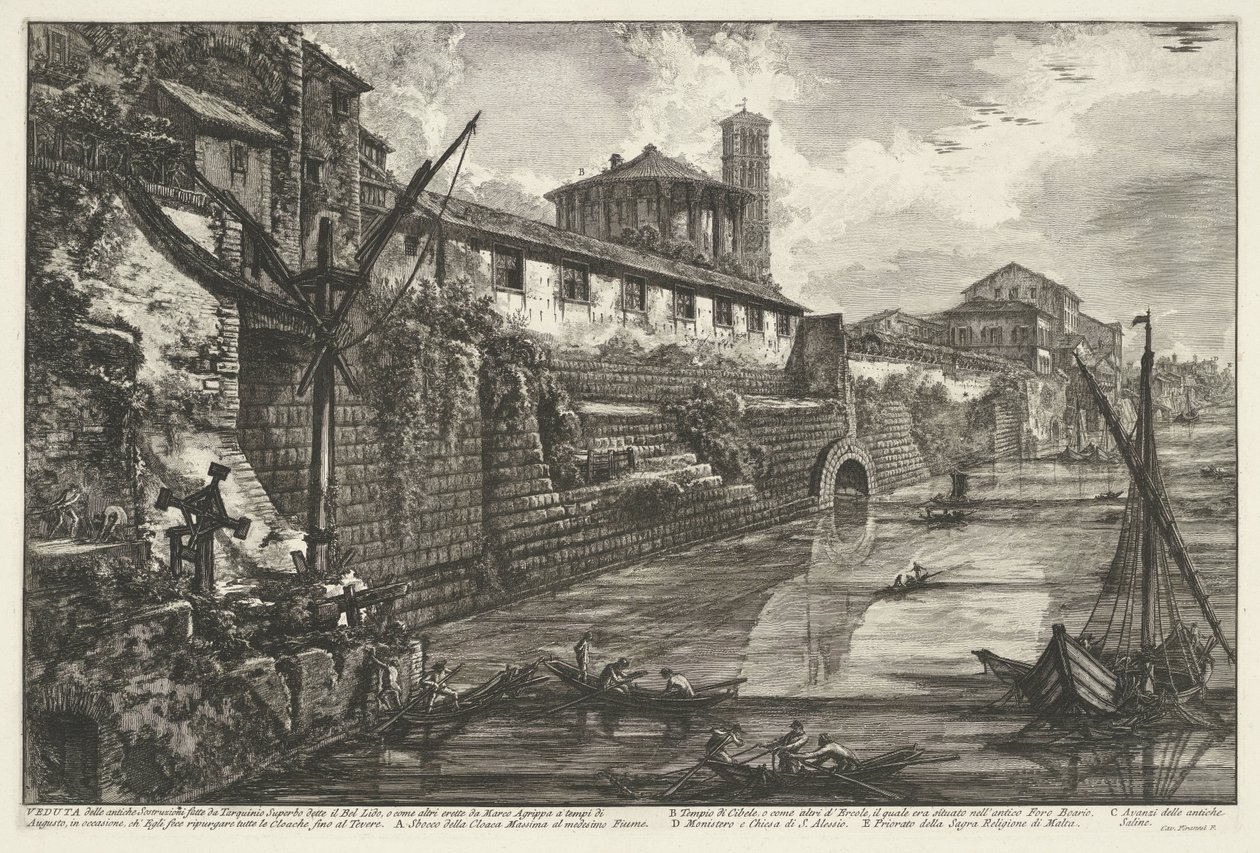 Cloaca Maxima te Rome
塔尔奎尼奥-苏比波（Tarquinio Superbo）建造的古代 Sostrizioni（......）的景色（物体上的标题
罗马风景（系列标题）
建筑师皮拉内西（Giambattista Piranesi）绘制并雕刻的罗马风景图（系列标题 作者 乔凡尼·巴蒂斯塔·皮拉涅西