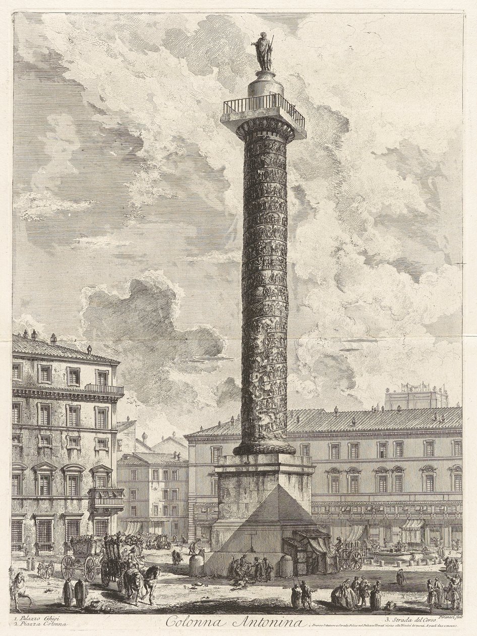 Colonna Antonina（马库斯-奥勒留的圆柱），选自 Vedute di Roma（罗马景色） 作者 乔凡尼·巴蒂斯塔·皮拉涅西