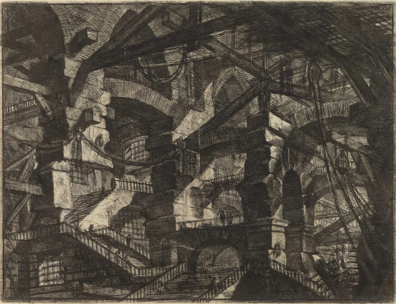 来自 Piranesi, Giovanni Battista (1720-1778) 的系列 The Imaginary Prisons（发明的监狱）。 铜版画，约 1761 年，私人收藏 作者 乔凡尼·巴蒂斯塔·皮拉涅西