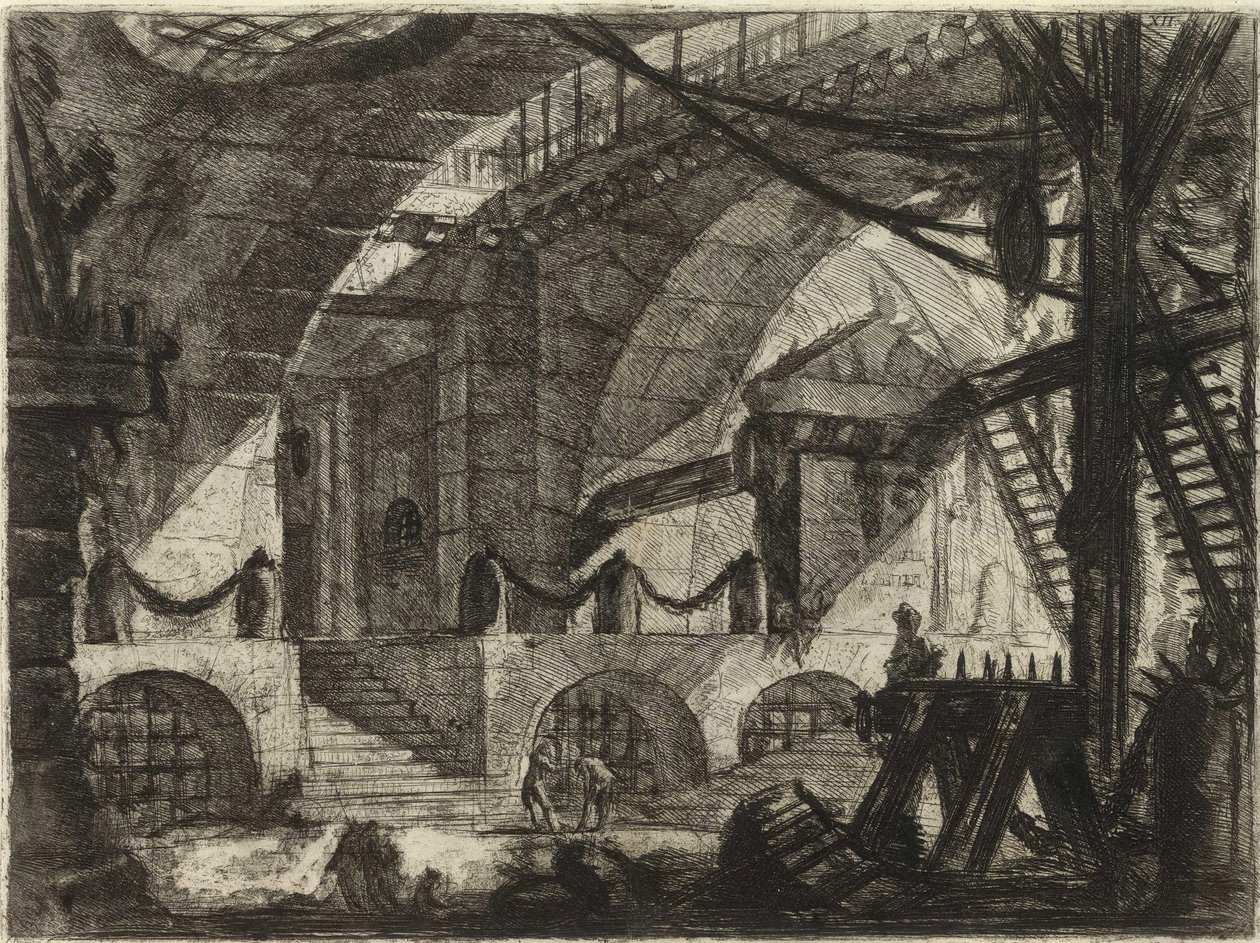 来自 Piranesi, Giovanni Battista (1720-1778) 的系列 The Imaginary Prisons（发明的监狱）。 铜版画，约 1761 年，私人收藏 作者 乔凡尼·巴蒂斯塔·皮拉涅西
