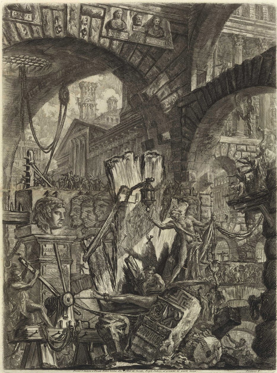 来自 Piranesi, Giovanni Battista (1720-1778) 的系列 The Imaginary Prisons（发明的监狱）。 铜版画，约 1761 年，私人收藏 作者 乔凡尼·巴蒂斯塔·皮拉涅西