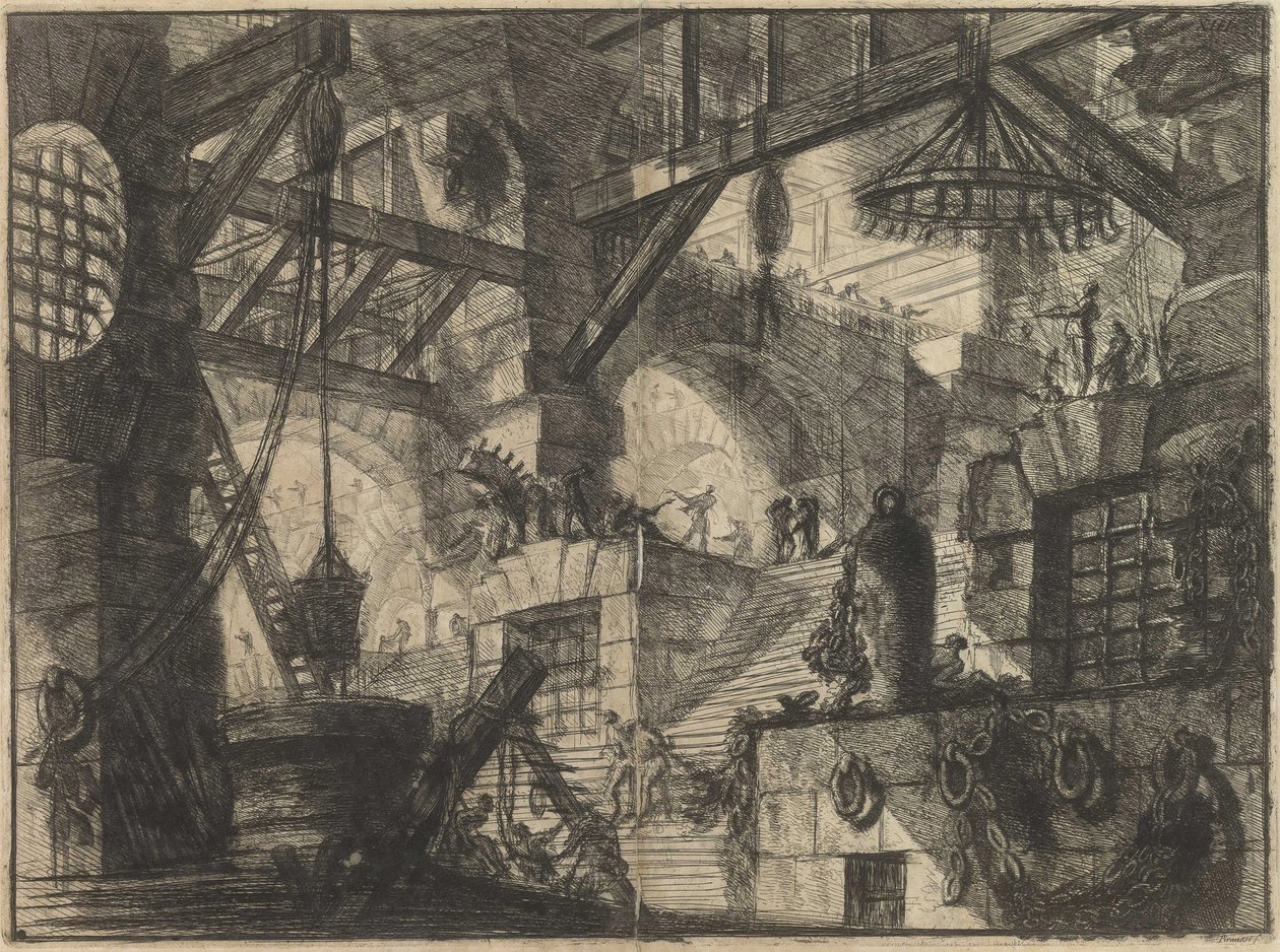 来自 Piranesi, Giovanni Battista (1720-1778) 的系列 The Imaginary Prisons（发明的监狱）。 铜版画，约 1761 年，私人收藏 作者 乔凡尼·巴蒂斯塔·皮拉涅西