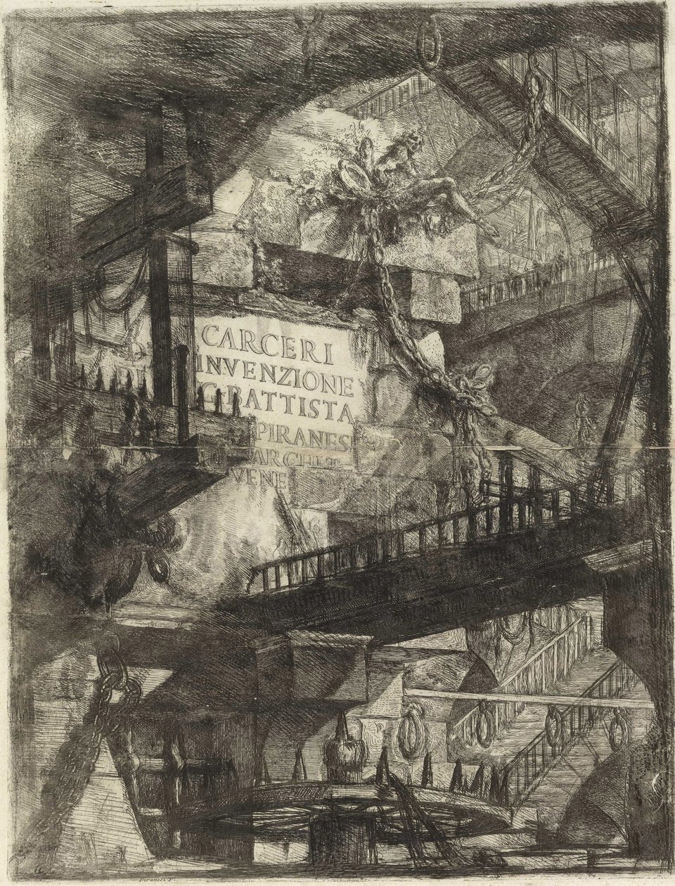 来自 Piranesi, Giovanni Battista (1720-1778) 的系列 The Imaginary Prisons（发明的监狱）。 铜版画，约 1761 年，私人收藏 作者 乔凡尼·巴蒂斯塔·皮拉涅西