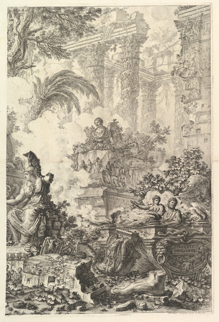 正面，与密涅瓦雕像，ca。 1748年。 作者 乔凡尼·巴蒂斯塔·皮拉涅西