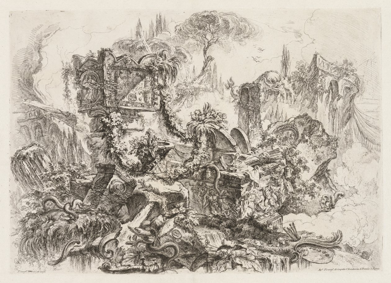 Groteschi：约有蛇的遗迹。 1745-50。 作者 乔凡尼·巴蒂斯塔·皮拉涅西