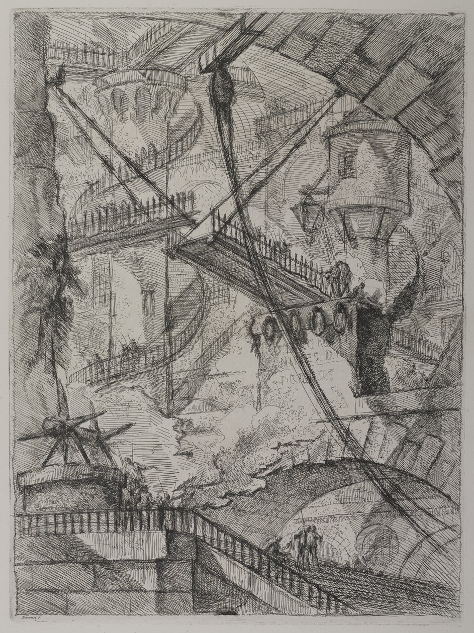 Invenzioni Capric di Carceri; Hind 7，First State of Three，c。 1749年（在纸上蚀刻） 作者 乔凡尼·巴蒂斯塔·皮拉涅西