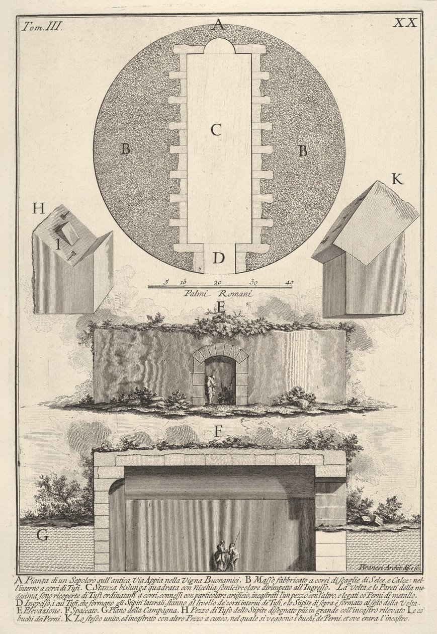 Vigna Buonamici的Appian路上的坟墓计划古老的Via ...上的坟墓计划，1756年。 作者 乔凡尼·巴蒂斯塔·皮拉涅西