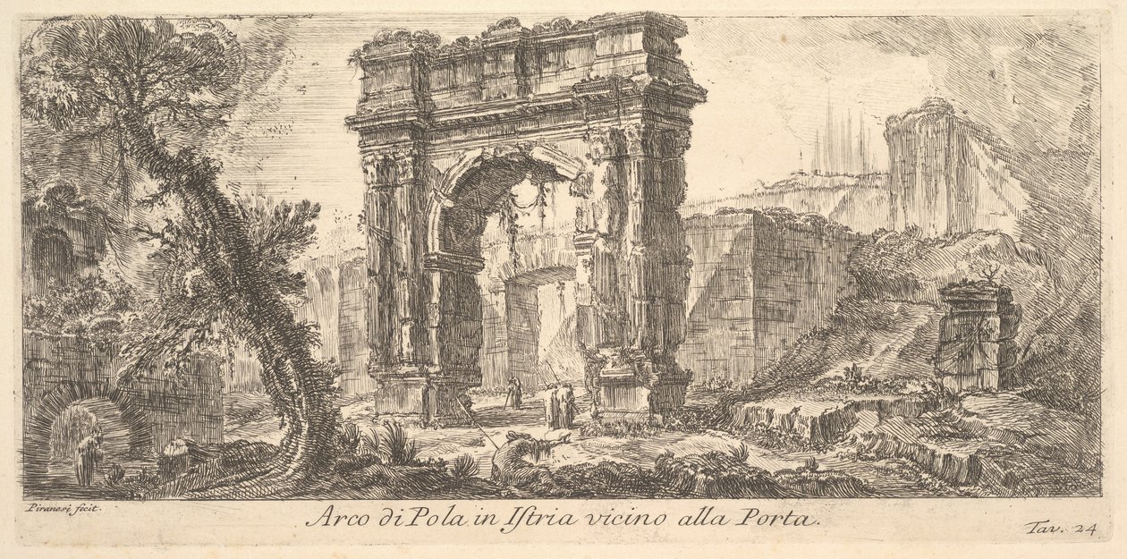 图24：伊斯特拉（Istria）附近的普拉拱门（Por ...，ca.） 1750。 作者 乔凡尼·巴蒂斯塔·皮拉涅西