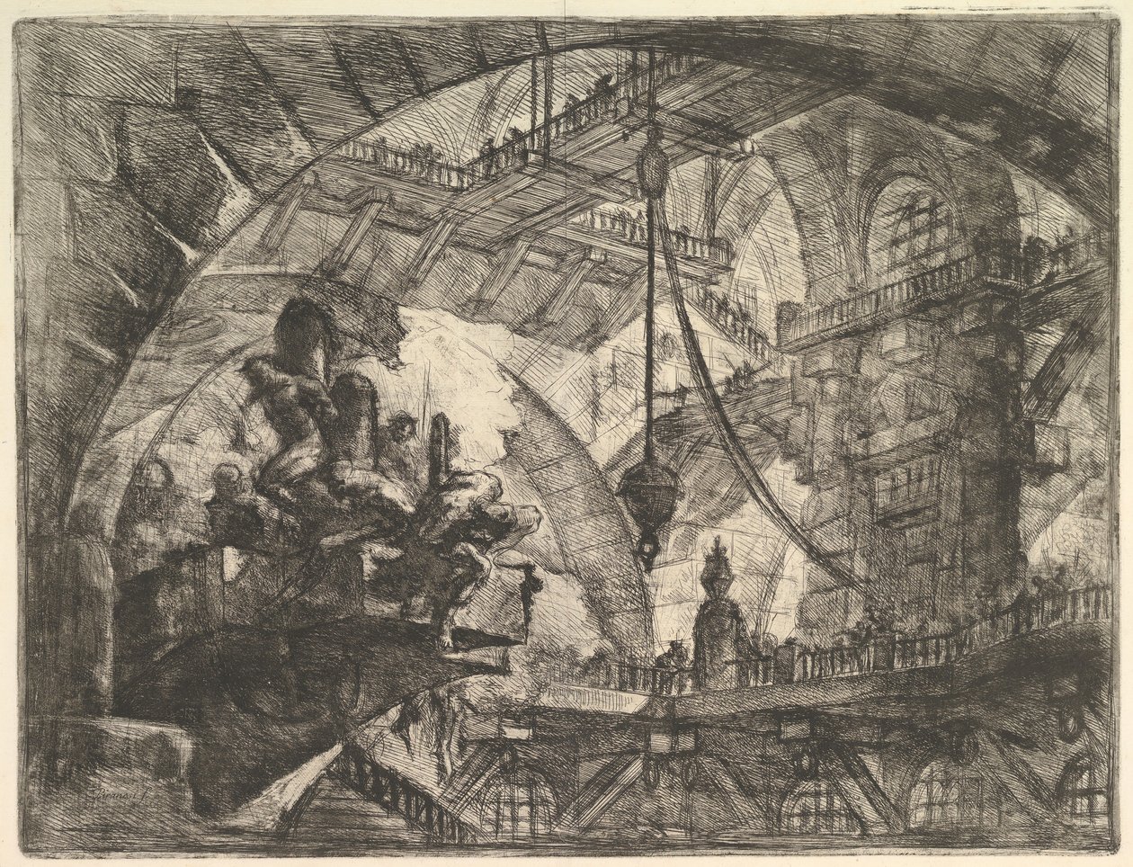 投射平台上的囚犯，来自Carceri dinvenzione Imaginary监狱，ca。 1749-50。 作者 乔凡尼·巴蒂斯塔·皮拉涅西