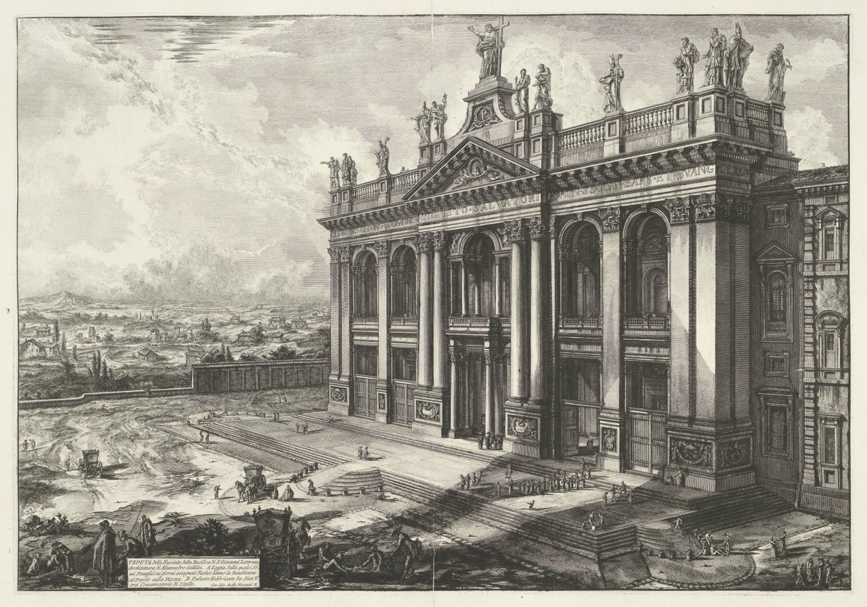 Sint-Jan van Lateranen te Rome
Veduta della Facciata della Basilica di S. Giovanni Laterano（......）（物品上的标题）
罗马风景（系列标题）
建筑师皮拉内西（Giambattista Piranesi）绘制并雕刻的罗马风景（系列名称） 作者 乔凡尼·巴蒂斯塔·皮拉涅西